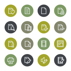 Document web icons set, color buttons