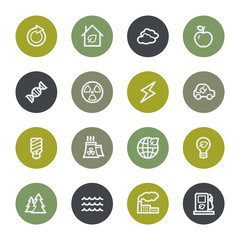 Eco web icons set, color buttons