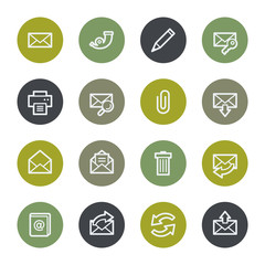 E-mail web icons set, color buttons