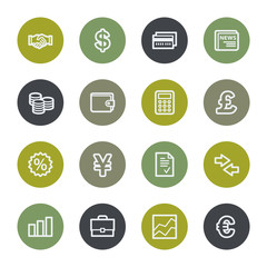 Finance web icons set, color buttons