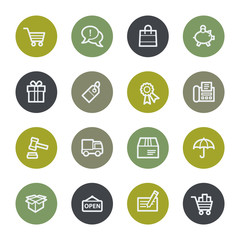 Shopping web icons set, color buttons