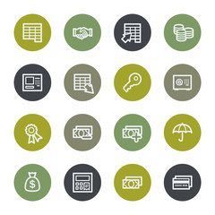 Banking web icons set, color buttons