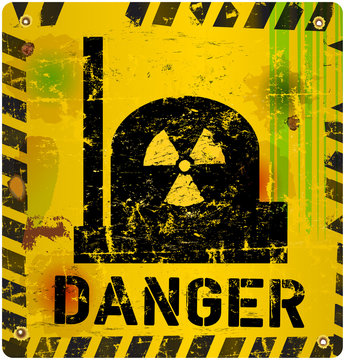 Radiation warning, nucelar power plant, vector illustration