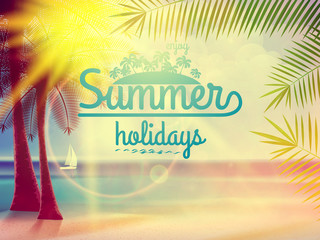 Vintage poster of tropical beach.