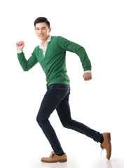 Asian young man running