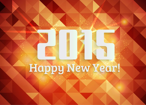 Happy new year 2015,vibrant red hot orange background