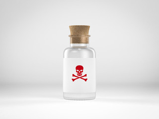 glass bottle with poison label