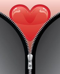 Heart With Open Zipper