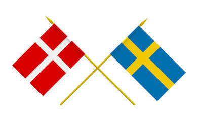 Flags, Denmark and Sweden - obrazy, fototapety, plakaty