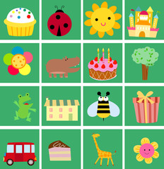 Cute cartoon icon set