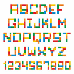 Plastic construction blocks alphabet
