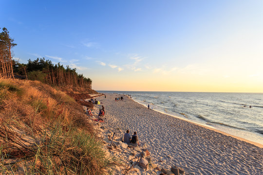 Fototapeta Beach in Rowy at sunset, Baltic coast, Poland
