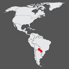 Fototapeta premium Map of worlds. Paraguay.