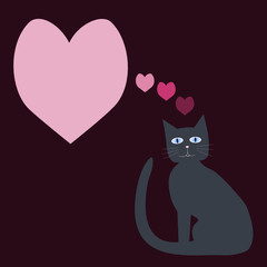 Communication bubble heart - gray blue-eye cat