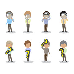 People With Question Mark Sign And Magnifier