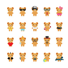 Teddy bear icons set. Illustration eps10