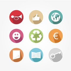 Business icons set color, with shadow and pixel