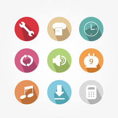 Set of icons - round and colorful, vintage