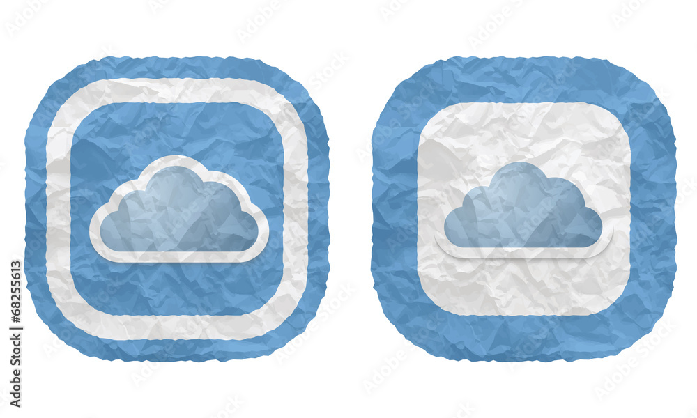 Poster two frames with texture crumpled paper and cloud