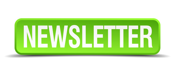 newsletter green 3d realistic square isolated button