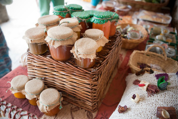 Stand with tradtional wares in La Alcarria, Guadalajara, Spain