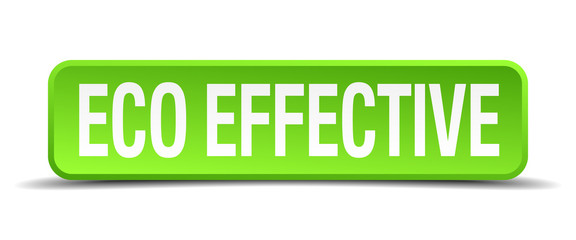 eco effective green 3d realistic square isolated button
