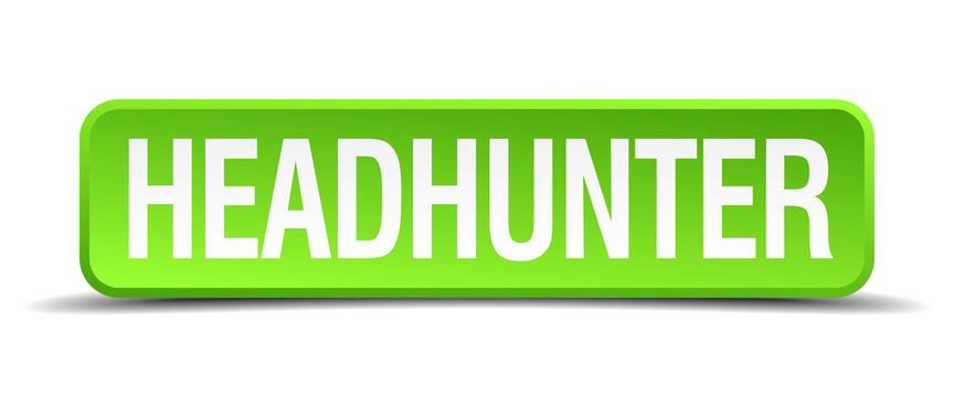 headhunter green 3d realistic square isolated button