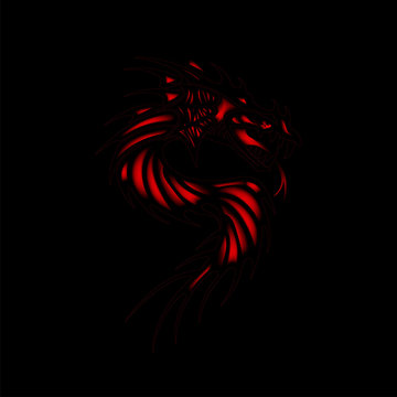 Tattoo red dragon black background