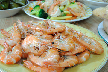 Shrimp stir-fried broccoli with carrot, Thai food