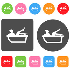 Shower icon. Bathroom symbol. Round and rectangle colourful 12 b