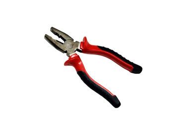 Red pliers isolated on a white background.