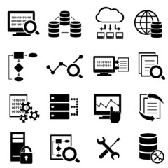 Big data, cloud computing and technology icons