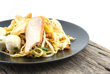 wheat noodles on white background