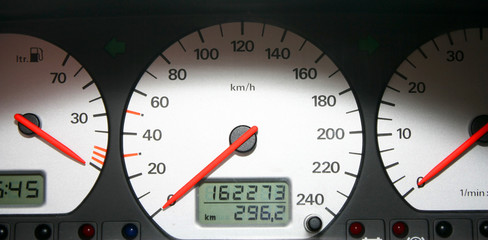 The car control panel - dials of white color with shooters