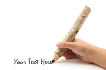 hand writing with huge pencil