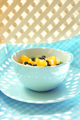 Useful homemade fruit salad, close-up