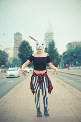 rabbit mask woman