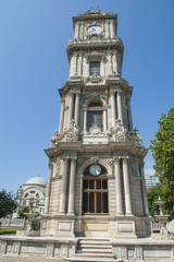Fototapeta na wymiar Ornate ottoman clock tower in istanbul