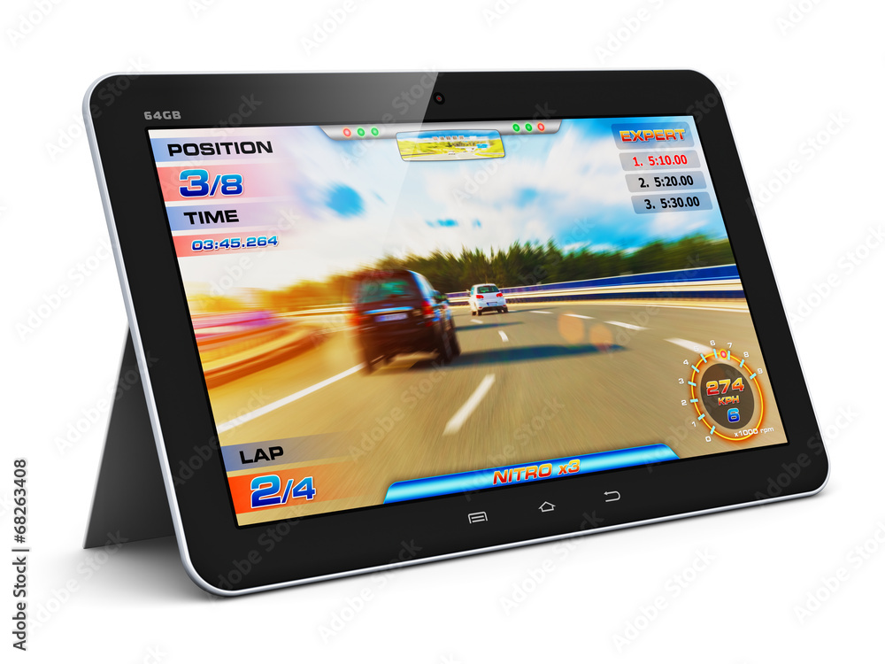 Poster Tablet computer with video game