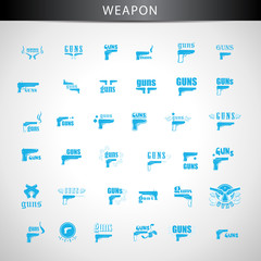Guns Icons Set - Isolated On Gray Background