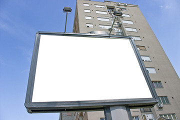 Blank billboard in a city