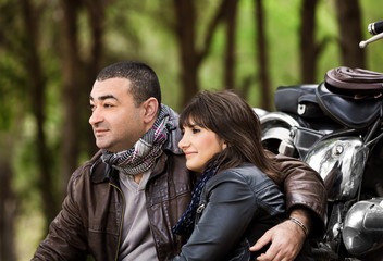 Happy bikers resting