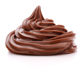 Chocolate cream swirl isolated on white background cutout