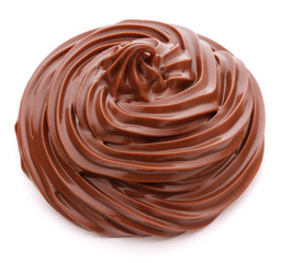 Chocolate cream swirl isolated on white background cutout