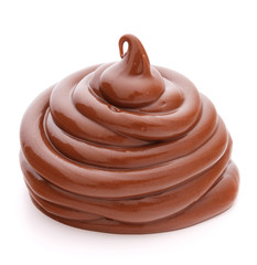 Chocolate cream swirl isolated on white background cutout