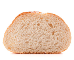 Hunk or slice of fresh white bread isolated on white background