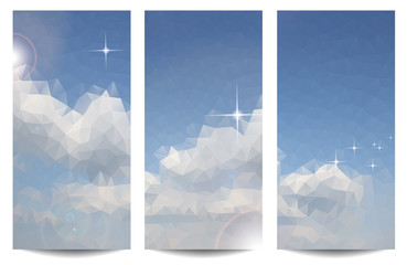 Triangle backgrounds with blue sky and clouds