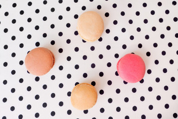 vanilla, chocolate, coffee and strawberry macaroon