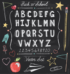 Vintage Back To School Chalkboard Hand Drawn Vector Set © ArtnerDluxe