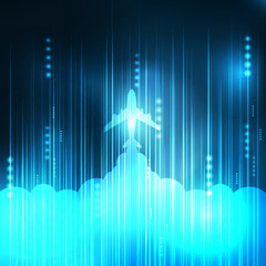 Abstract Blue aircraft technology communicate background, vector